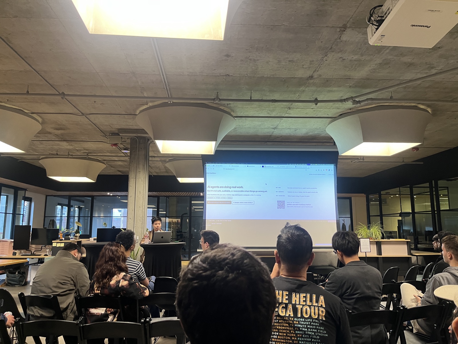 BinBin He presenting smol machines branchable cloud compute
