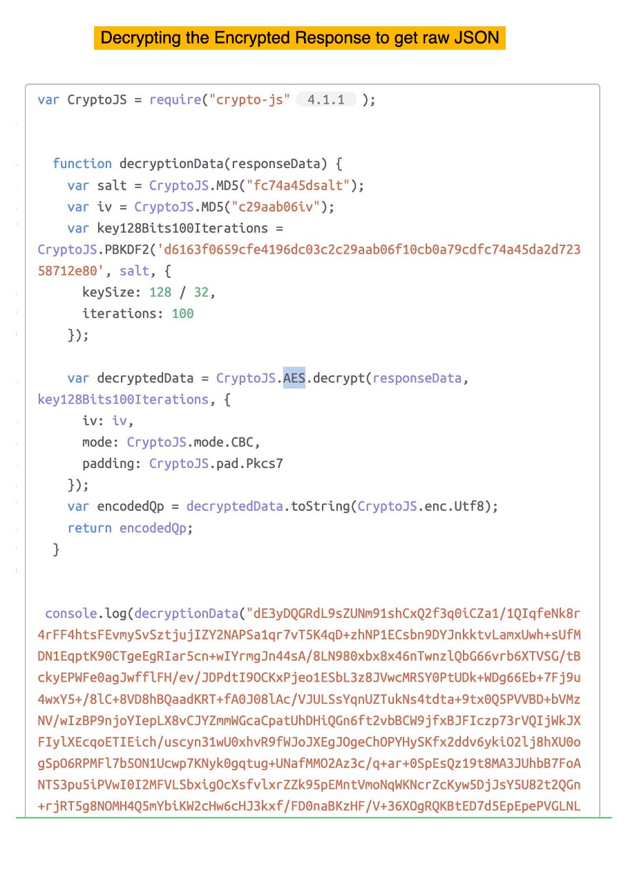 Running standalone NodeJS script with crypto-js to decrypt the payload